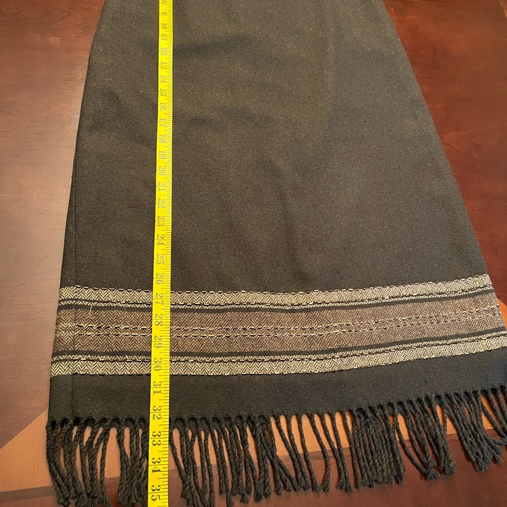 Fully Lined Fringe Back Zipper Back Split Skirt